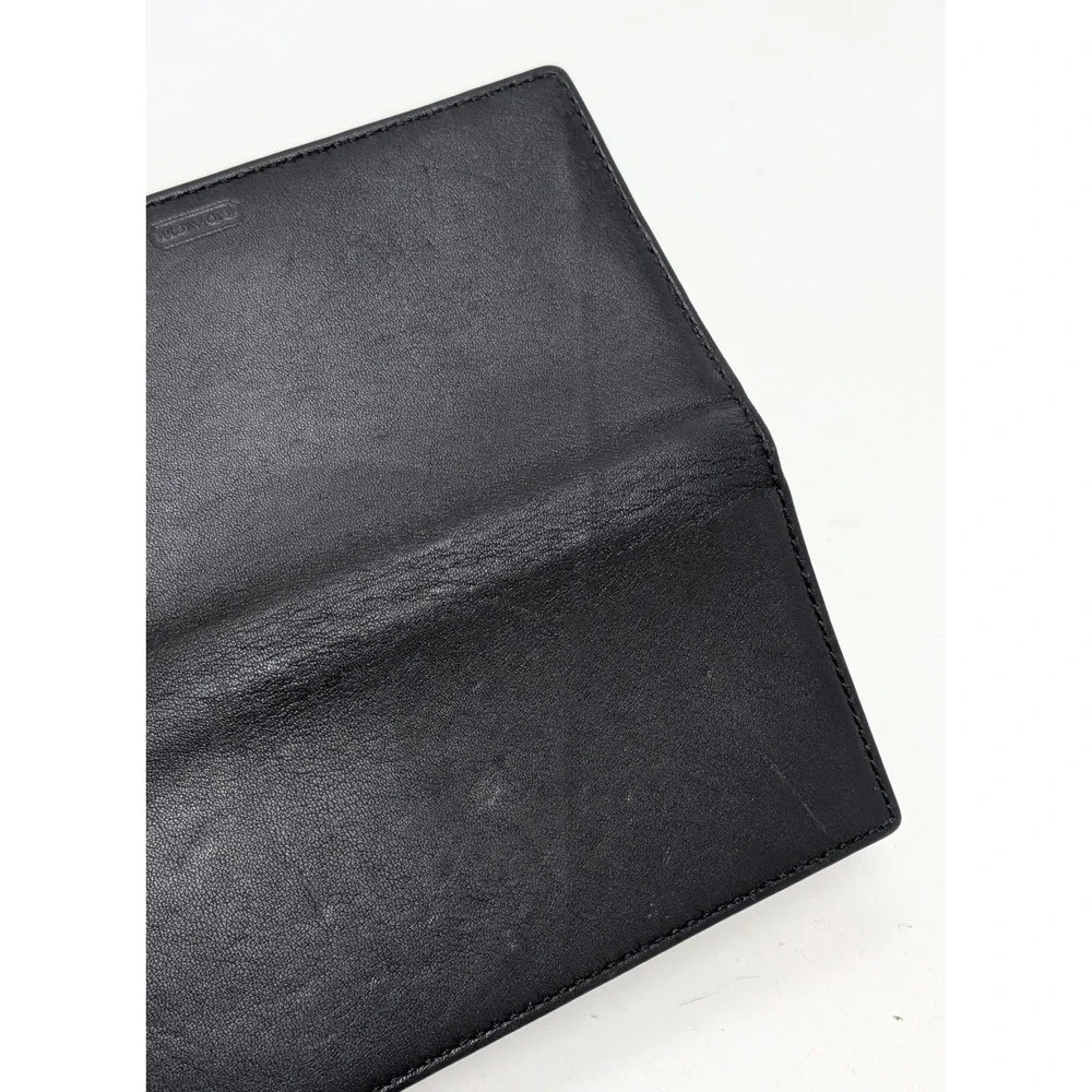 Coach Checkbook Cover Wallet Bi-Fold Soft Leather Pen Holder Black